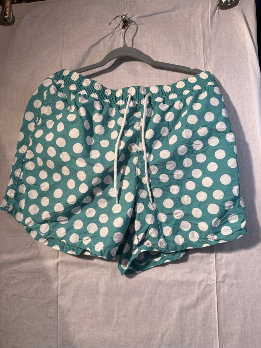 J. Crew Always Teal Polka Dot Drawstring Athletic Shorts